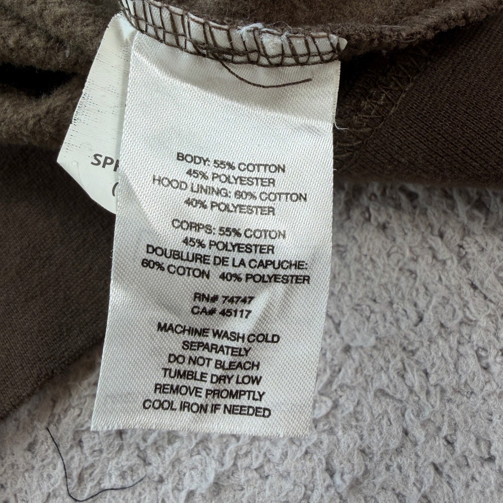 Cabelas Mens XL Brown Script Logo Pullover Hoodie Contrast Lining 624F215269 - Picture 6 of 7
